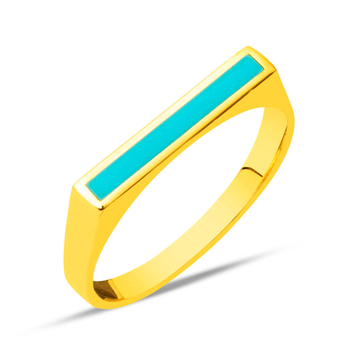 22 Carats Turkuaz Émaillé Or Bague