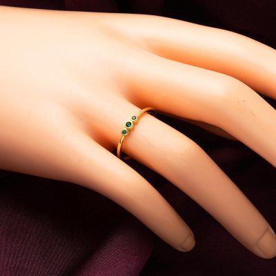 22 Ayar Altın Tria Yeşil Taşlı Yüzük - 22K - 1.53g - EZ Gold