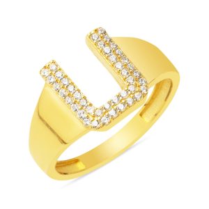 14 Karat U Letteri Ring Gold