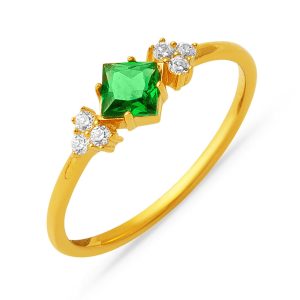 22 Carats Vert avec Pierres Minimaliste Or Bague