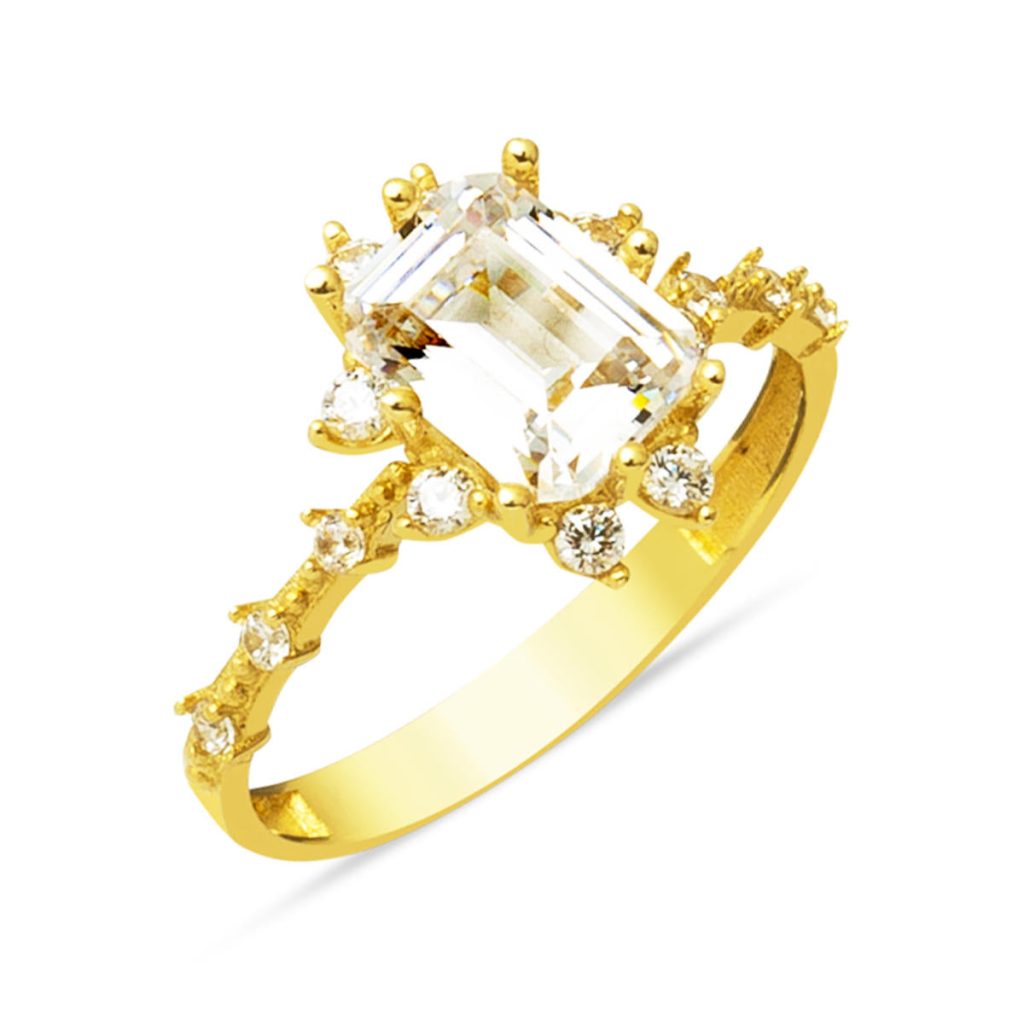 14 Karat Gold Baguette with Stones Ring