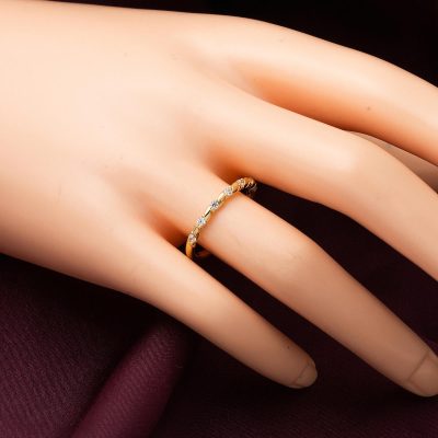Sarmal Beyaz Taşlı Altın 14 Ayar Yüzük - 14K - 1.97g - EZ Gold