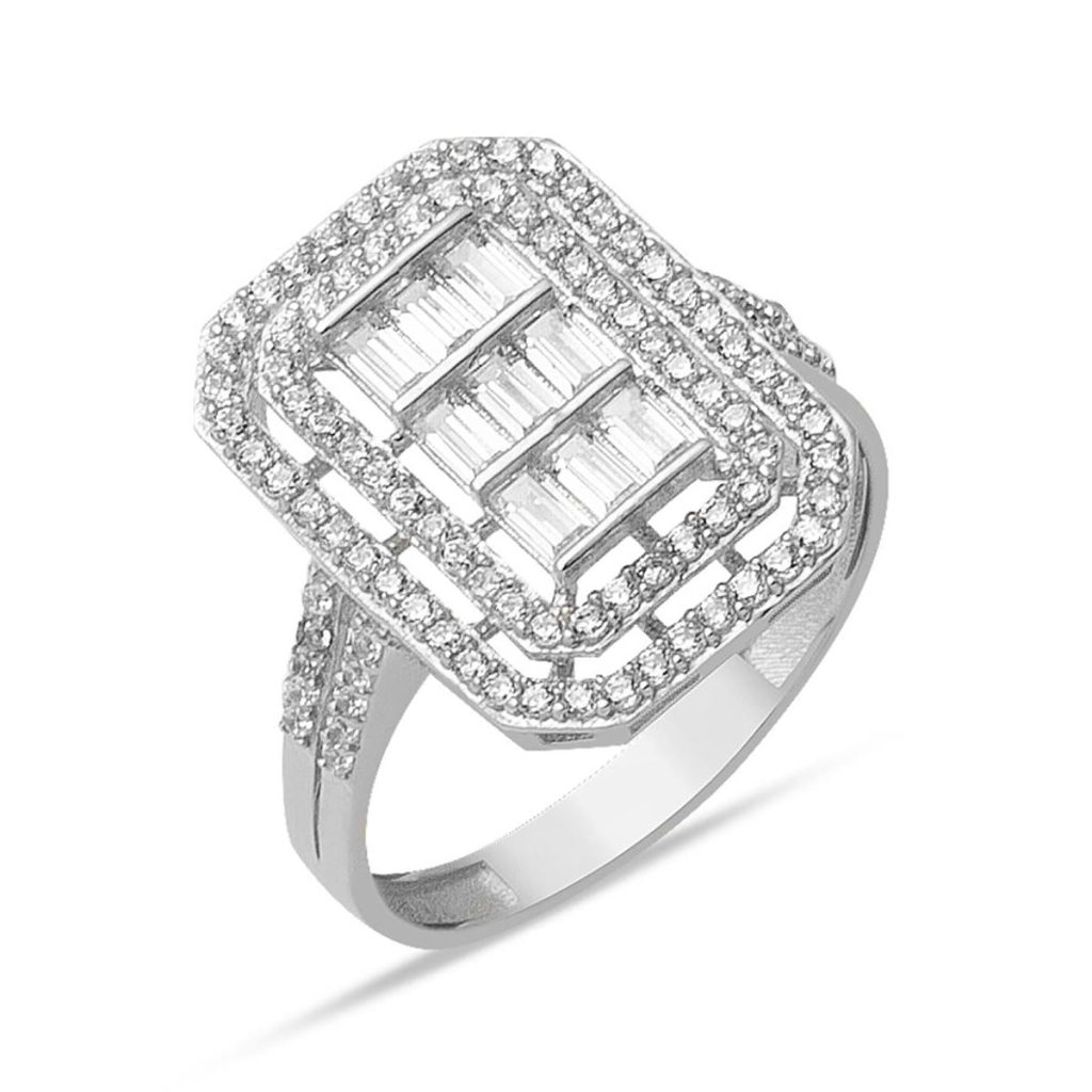 14 Karat White Gold Baguette Ring