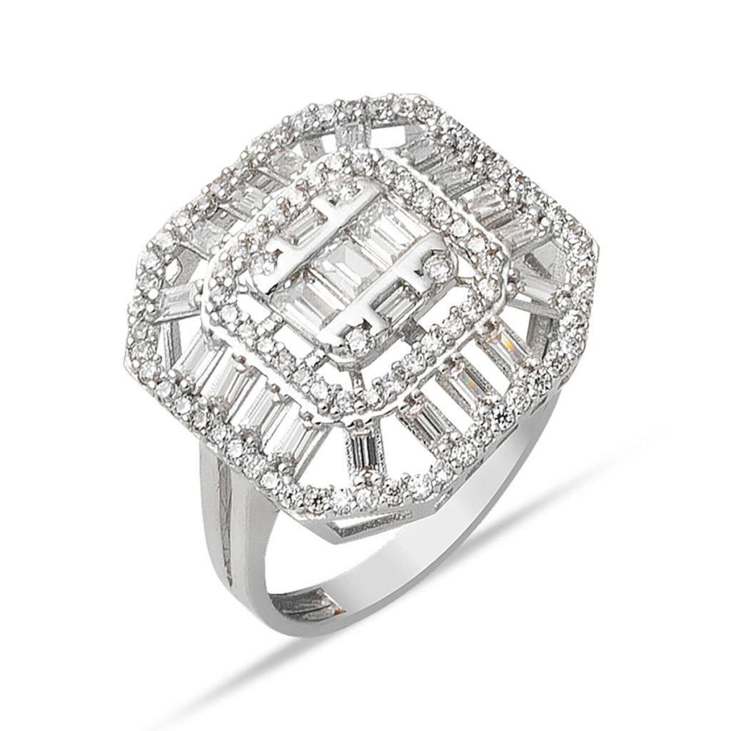 14 Carats Baguette Blanc Or Bague