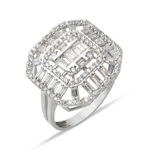 14 Karat Baguette White Gold Ring