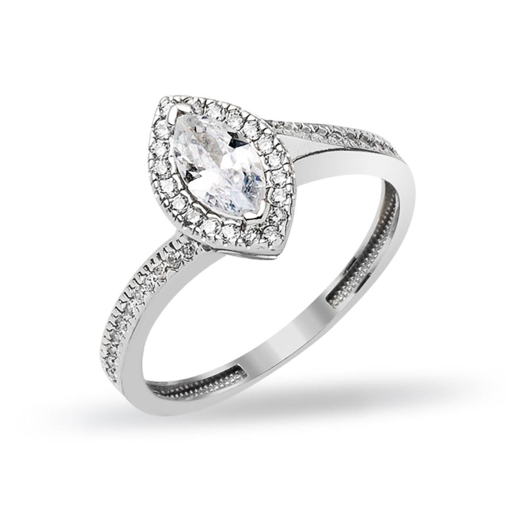 Marquise Blanc Or Bague