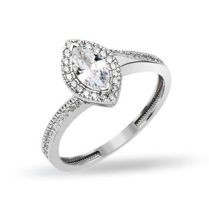 Marquise Blanc Or Bague