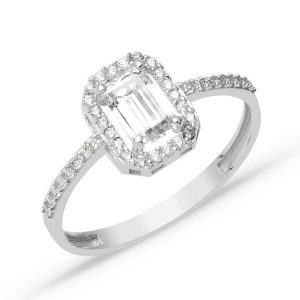 White Gold Baguette Design Ring