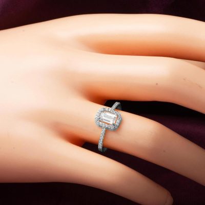 Beyaz Altın Baget Tasarım Yüzük - 14K - 1.16g - EZ Gold