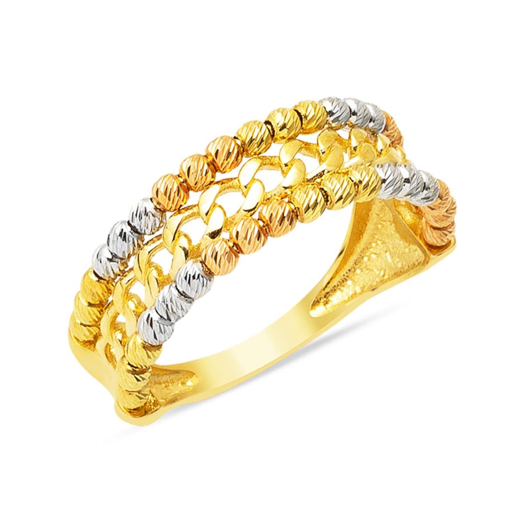 Boules Gourmette à Design 14 Carats Or Bague