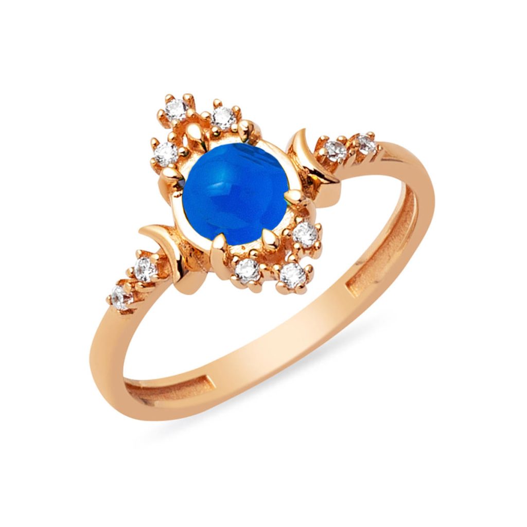 Lacivert with Stones Rose Gold Ring