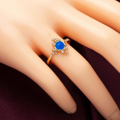 Lacivert Taşlı Rose Altın Yüzük - 14K - 2.44g - EZ Gold