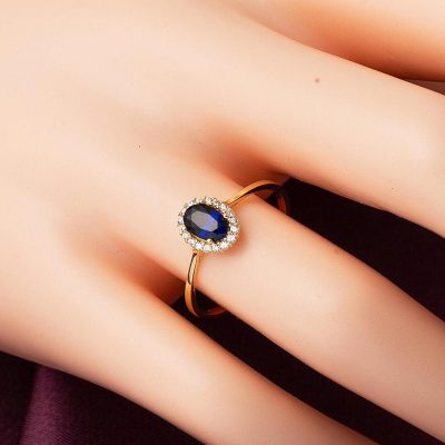 Lacivert Taşlı Altın Yüzük - 14K - 1.46g - EZ Gold
