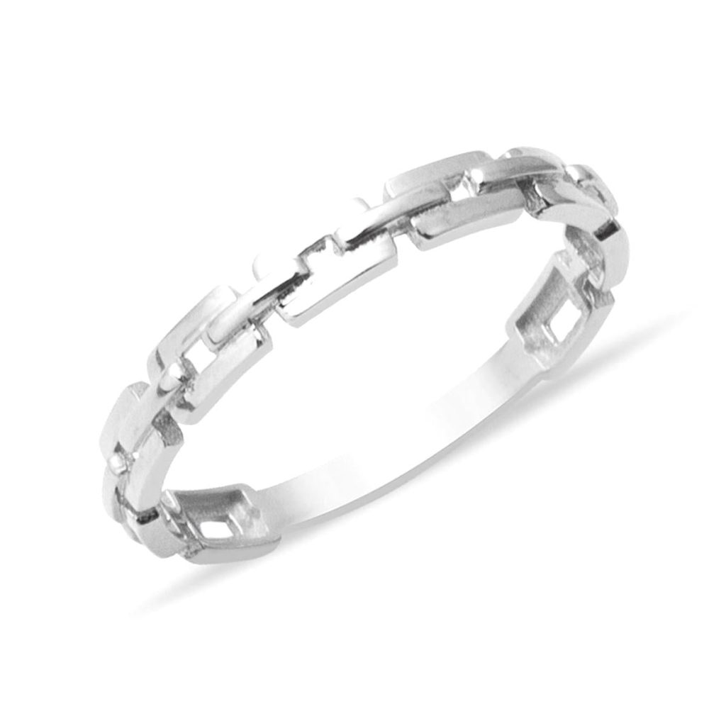 Curb 14 Karat White Gold Ring