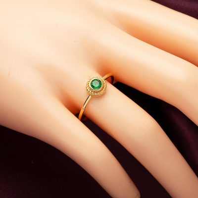 Yeşil Taşlı 14 Ayar Altın Yüzük - 14K - 1.81g - EZ Gold