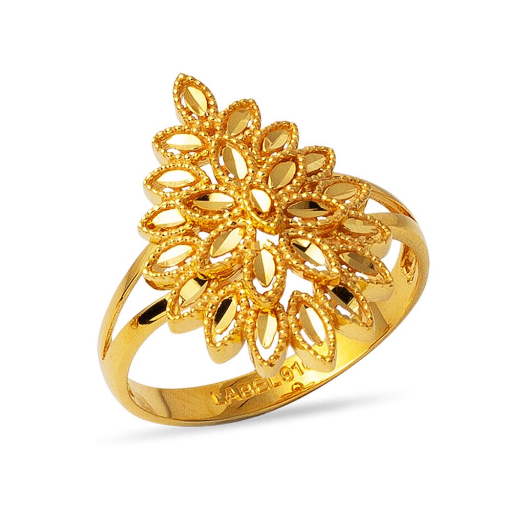 Feuille 22 Carats Or Bague