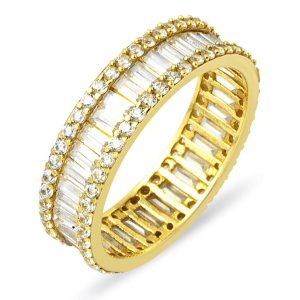 Eternity Baguette with Stones Gold Ring