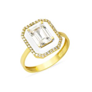 Bianca Baguette with Stones Gold Ring