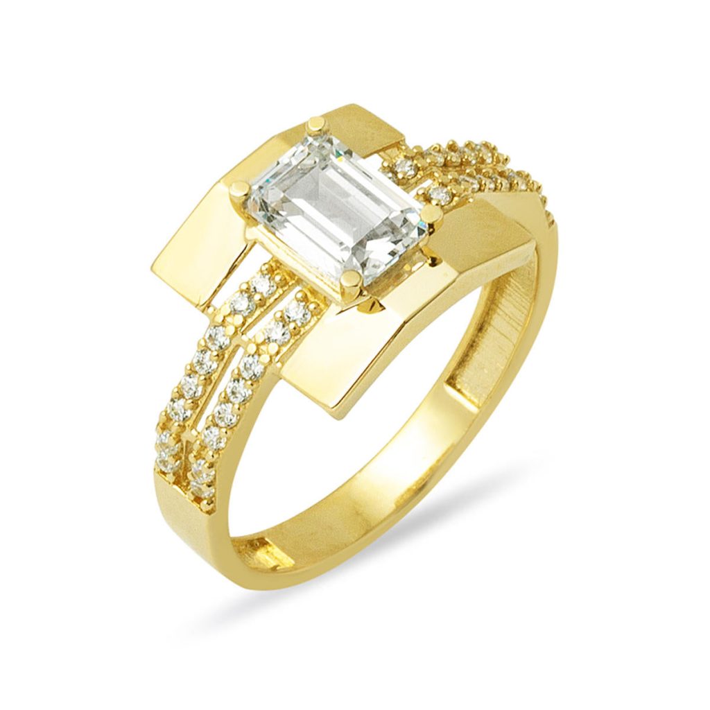 Baguette avec Pierres Filigrane Or Bague