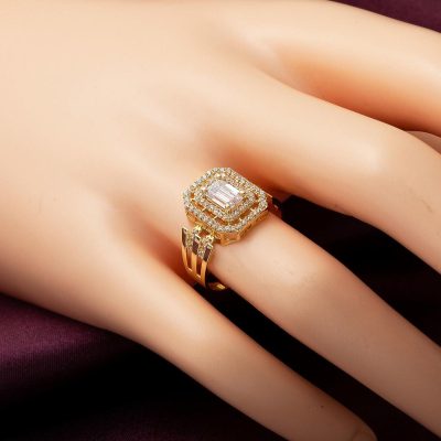 Kaburga Baget Taşlı Altın Yüzük - 14K - 2.7g - EZ Gold