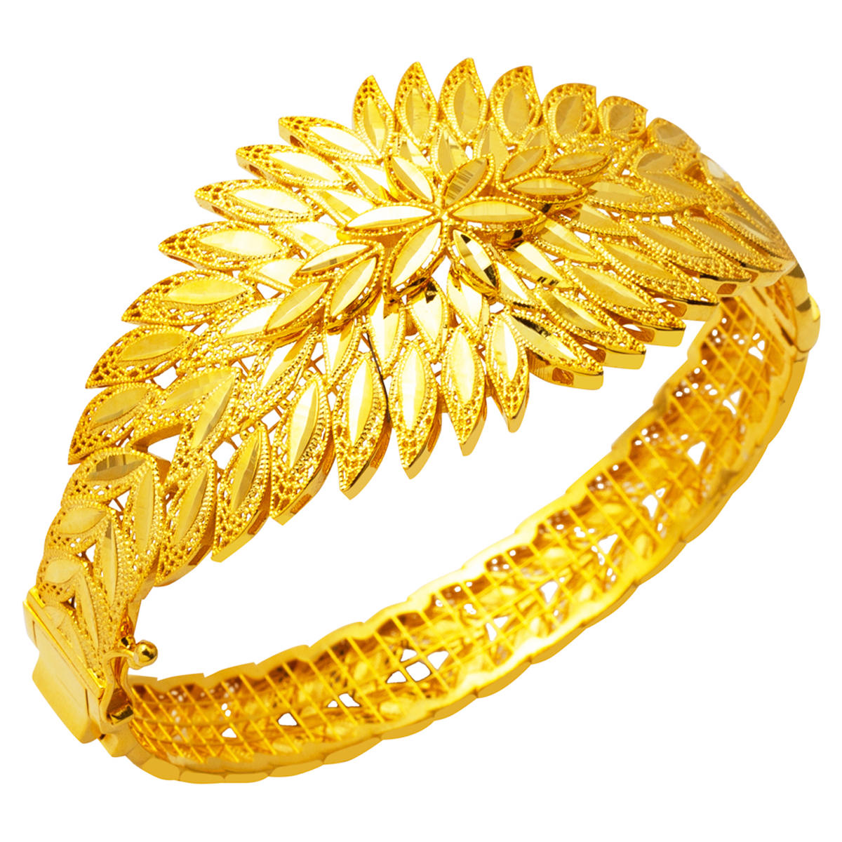 Feuille 14 Carats Or Manchette Jonc