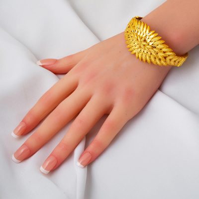 Leaf 14K Gold Cuff Bracelet - 14K - 21.34g - EZ Gold