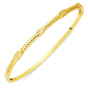 Tendance Torsadé Manchette Or Jonc 14 Carats