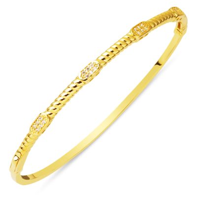 Trend Torsadé Manchette Or Bracelet 14 Carats