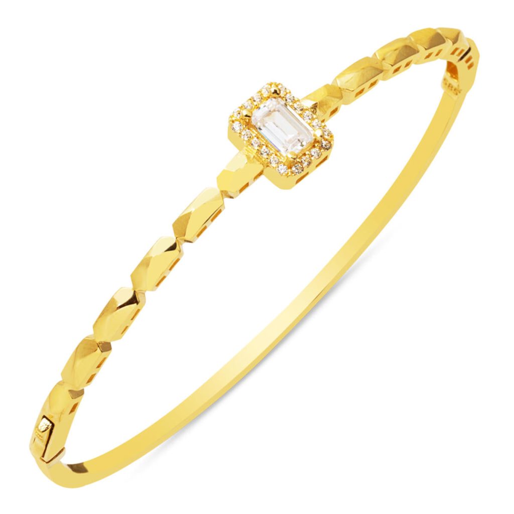Spor 14 Karat Gold Baguette Cuff Bangle