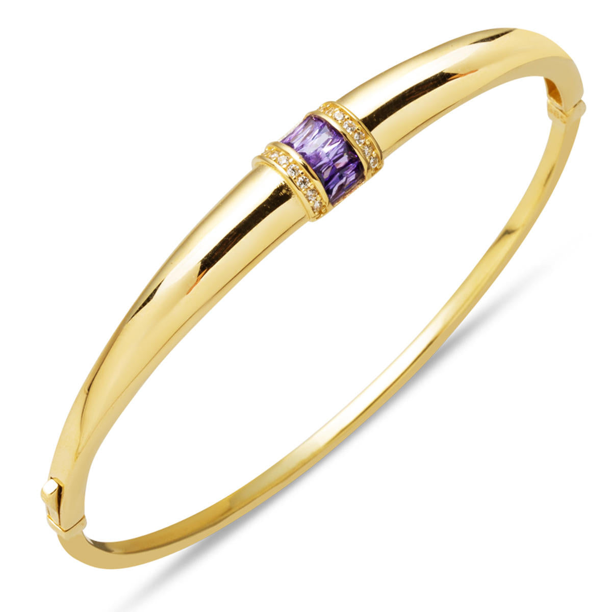 Violet Coloré 14 Carats Or Manchette Jonc