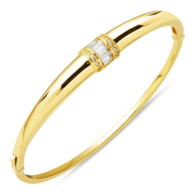 Baguette 14K Gold Spor Cuff Bracelet