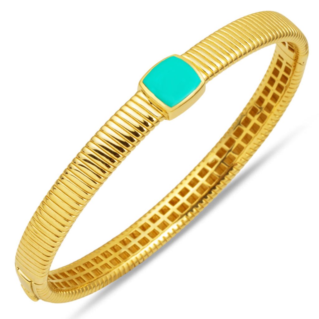 Oroliv Turkuaz Colored 14 Karat Karat Gold Bangle