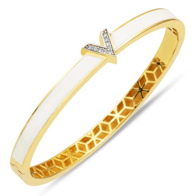 Beyaz Enamel Versage Tarzı 14K Bracelet