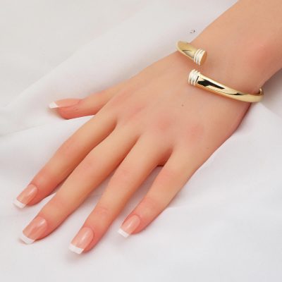 Alvina Blanc Émaillé 14 Carats Or Manchette - 14K - 10.64g - EZ Gold