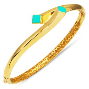 Neva Coloré Émaillé 14 Carats Manchette Jonc