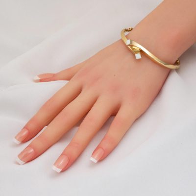 Neva Beyaz Mineli 14 Ayar Kelepçe Bilezik - 14K - 11.69g - EZ Gold
