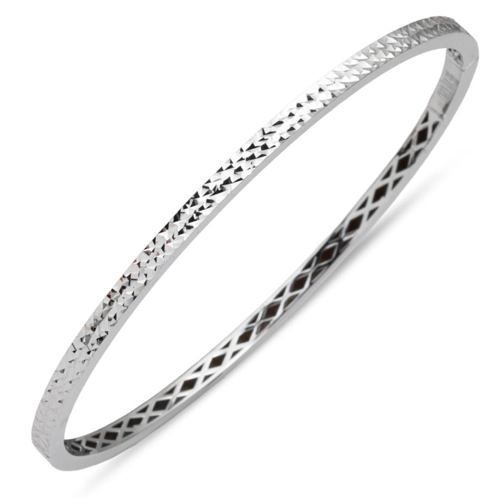 sans Pierre Blanc Or 14 Carats Manchette Jonc