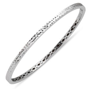 Plain White Gold 14 Karat Cuff Bangle