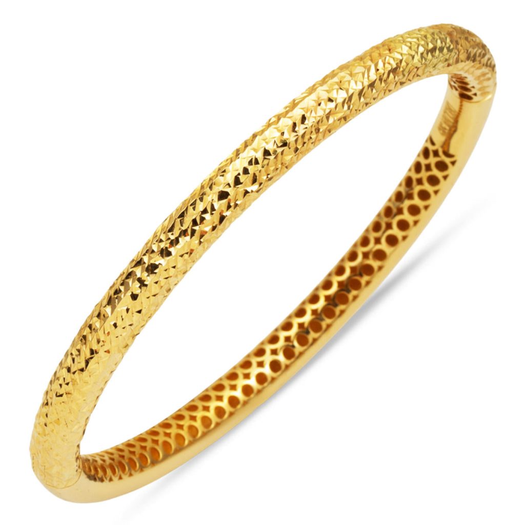 Parıltılı Yellow Gold 14 Karat Cuff Bangle