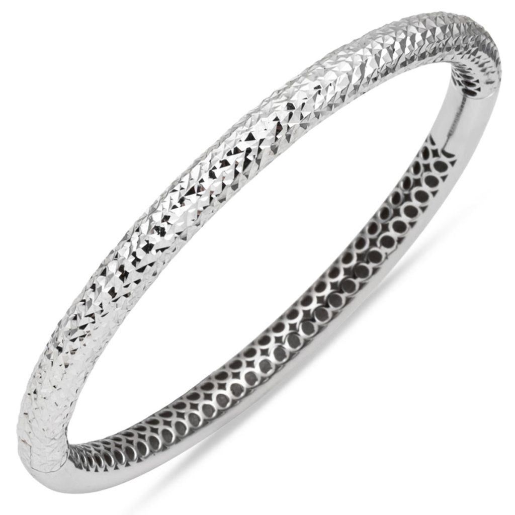 Parıltılı 14 Karat White Gold Cuff