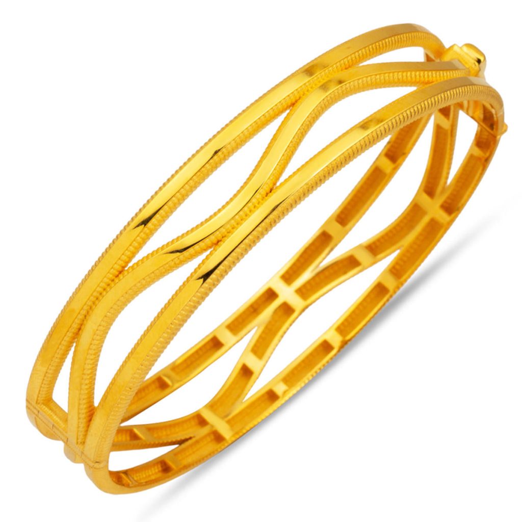 Zikzaklı Three-piece Ajda 14 Karat Cuff Bangle