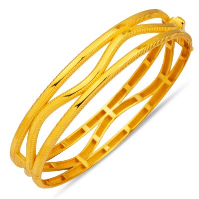 Zikzaklı Three-piece Ajda 14 Karat Cuff Bangle