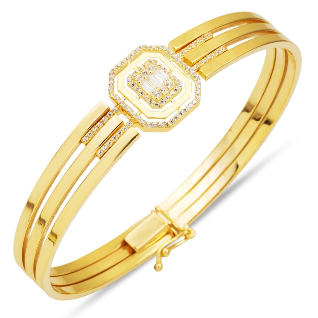 Baguetteli Kaburga Gold Cuff Bangle