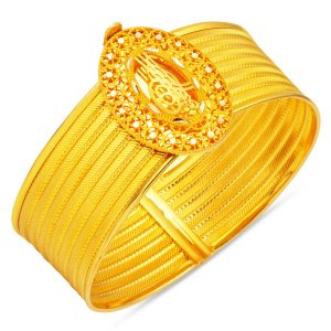 Monogramme Ottoman 7 Rangs Tresse Manchette Jonc 14 Carats