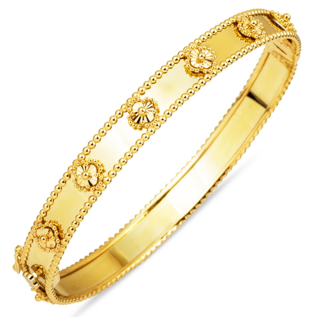Clover Parıltılı 14 Karat Cuff Bangle