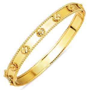 Clover Parıltılı 14 Karat Cuff Bangle
