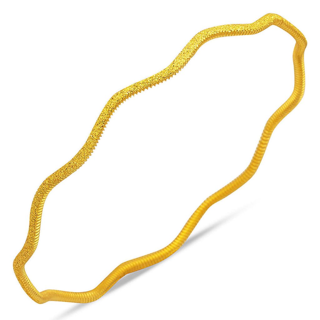 Kumlu Zikzaklı Ajda 14 Karat Gold Bangle