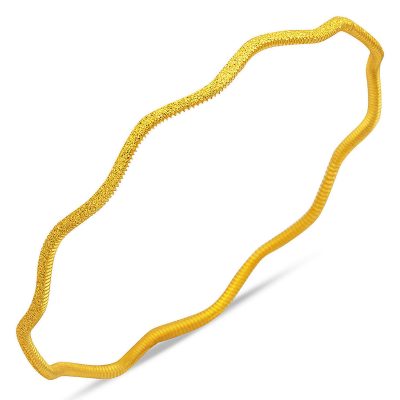 Kumlu Zikzaklı Ajda 14 Karat Gold Bangle