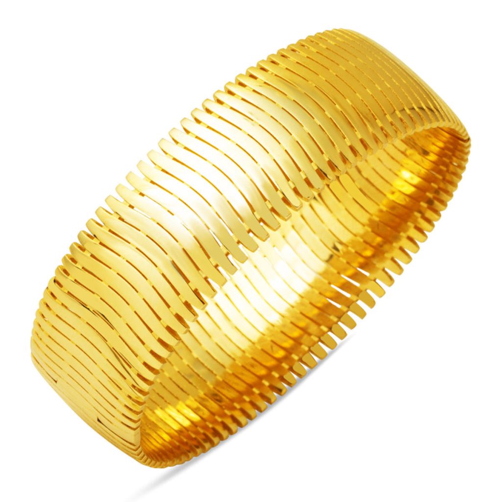 Balık Sırtı Geniş Gold Bangle 14 Karat