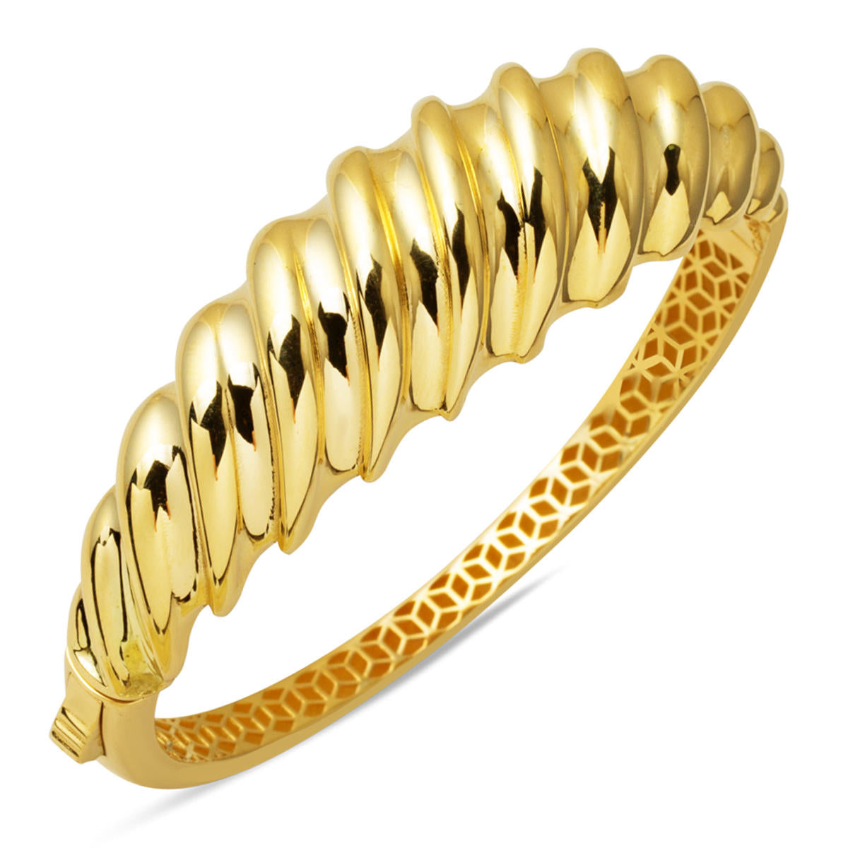 Twisted 14 Karat Cuff Gold Bangle